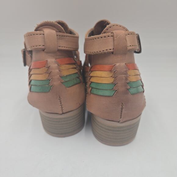 Womens Sz 6 Authentic Mexican Huarache Rainbow Real Woven Leather Sandals Boho - Picture 4 of 7